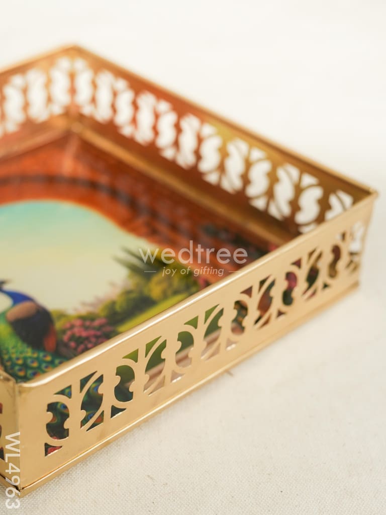 Metal Designer Peacock Tray - WL4963