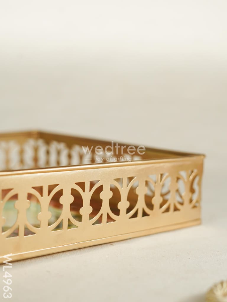 Metal Designer Peacock Tray - WL4963