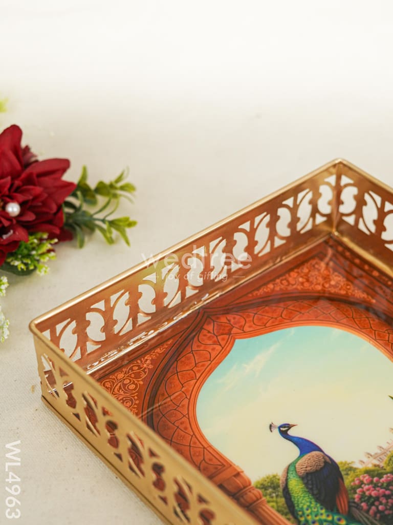 Metal Designer Peacock Tray - WL4963