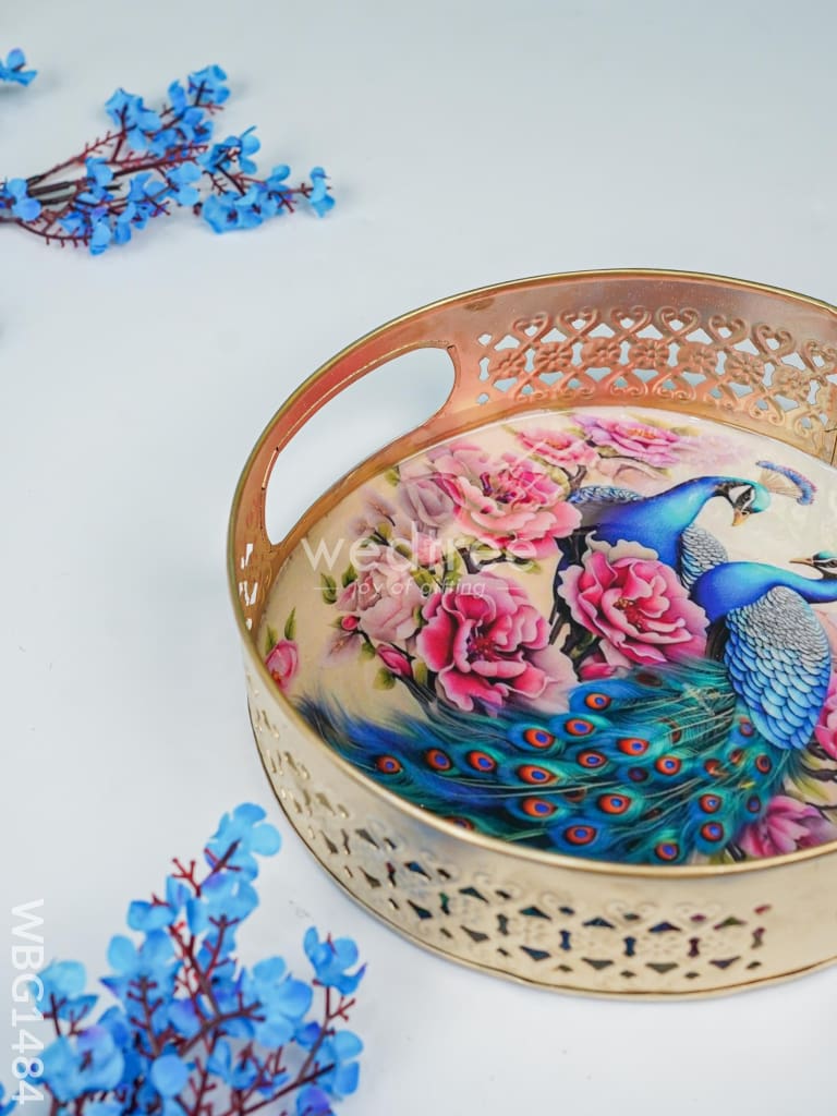 Metal Designer Peacock Tray - WBG1484