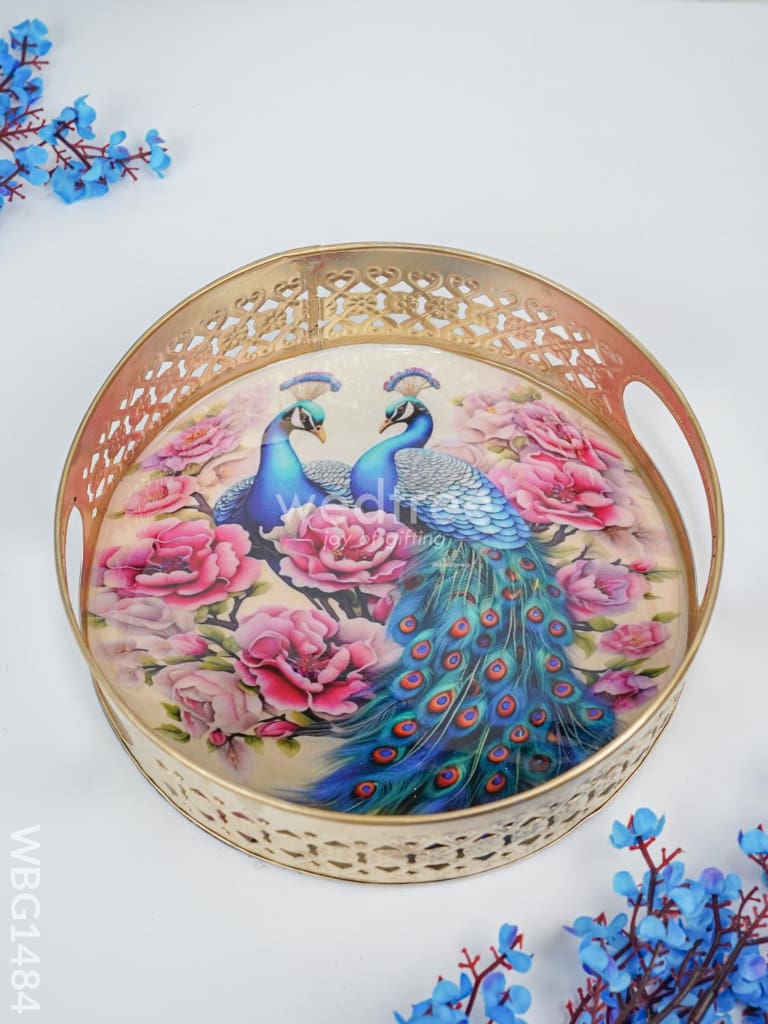 Metal Designer Peacock Tray - WBG1484