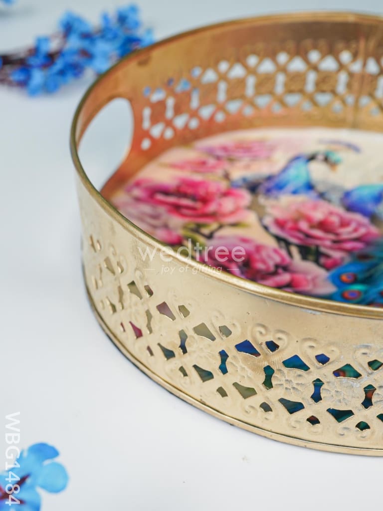 Metal Designer Peacock Tray - WBG1484
