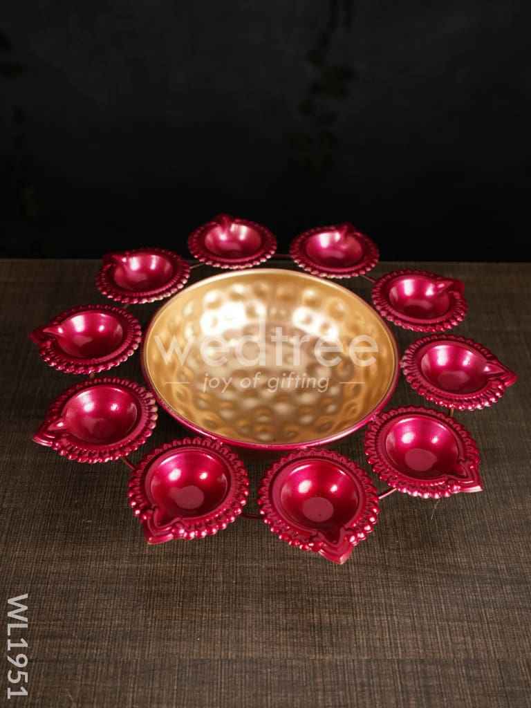 Metal Diya Urli - 12 Inches - WL1951