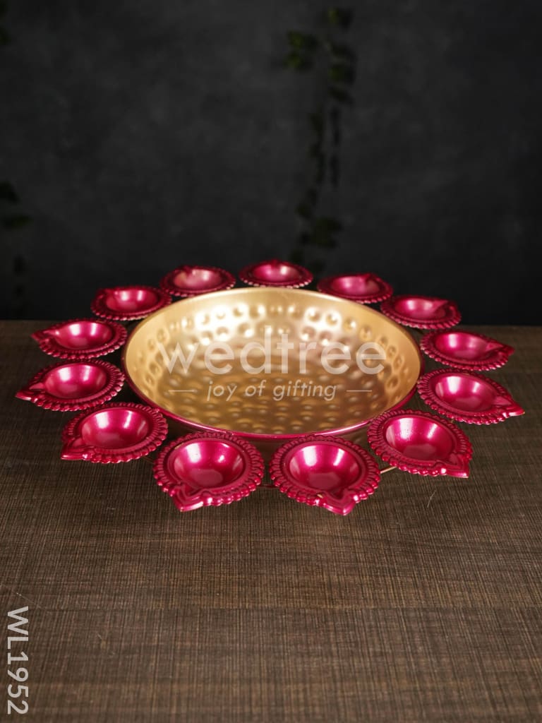 Metal Diya Urli - 14 Inches - WL1952