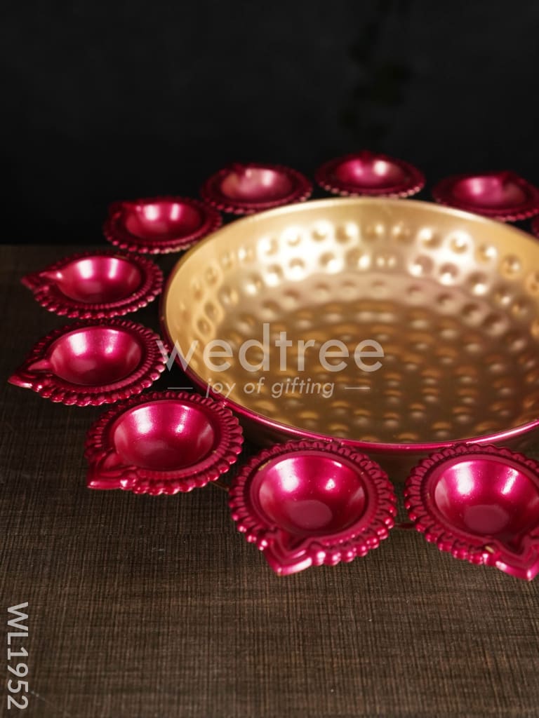 Metal Diya Urli - 14 Inches - WL1952