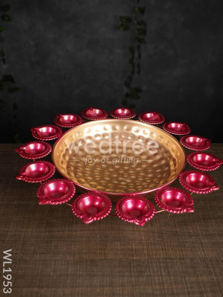 Metal Diya Urli - 16 Inches - WL1953