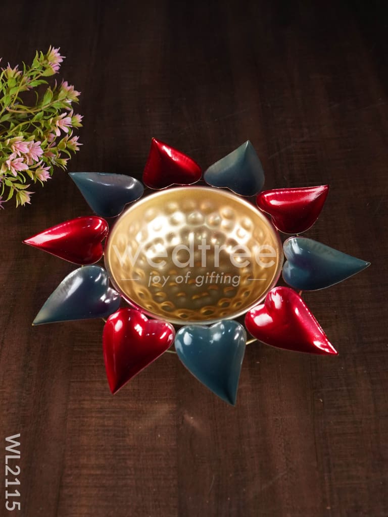 Metal Diya Urli - Leaf ( 12" Inch ) - WL2115