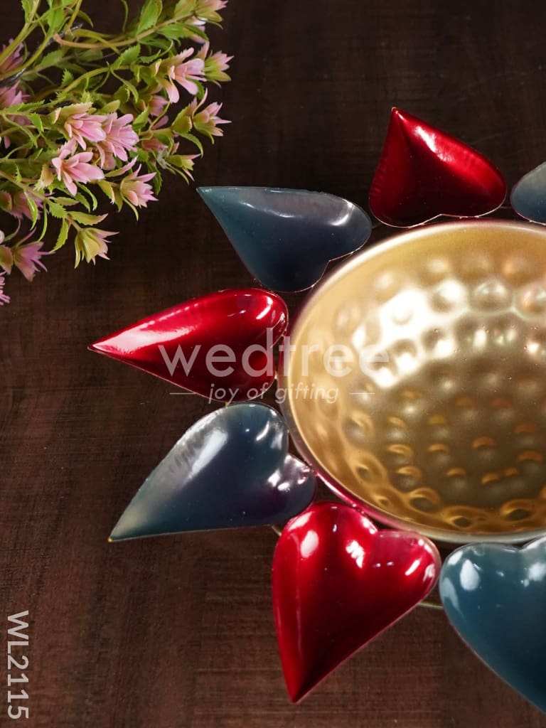 Metal Diya Urli - Leaf ( 12" Inch ) - WL2115
