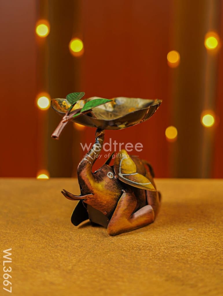 Metal Elephant Leaf Tray - WL3667
