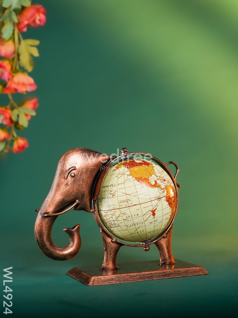 Metal Elephant with Globe - WL4924