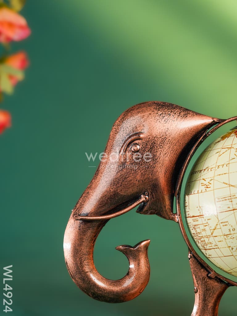 Metal Elephant with Globe - WL4924