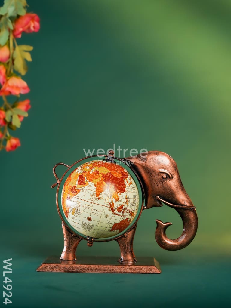 Metal Elephant with Globe - WL4924