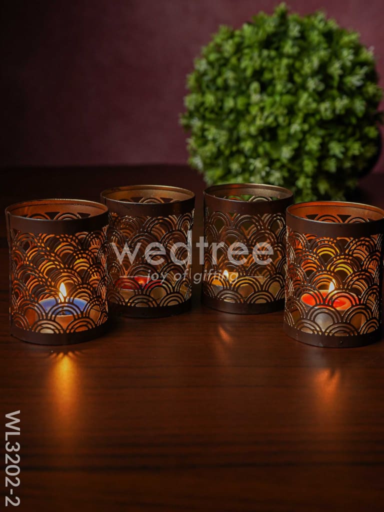 Metal Engraved Votives Set of - 4 - WL3202-2