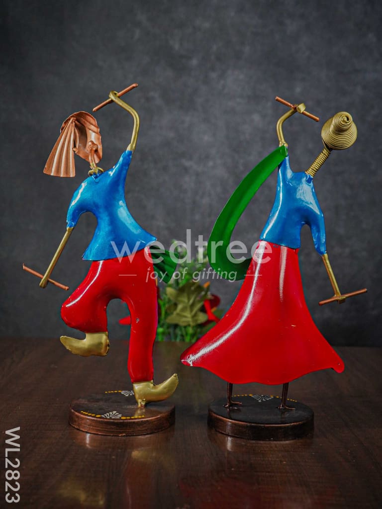 Metal Hand Painted Dandiya Dolls - Set of 2 - WL2823