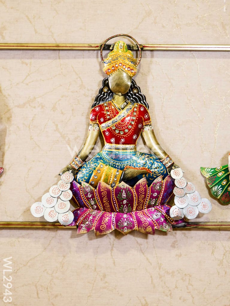 Metal Hand Painted Lakshmi Ganesha Saraswathi in Frame - WL2943