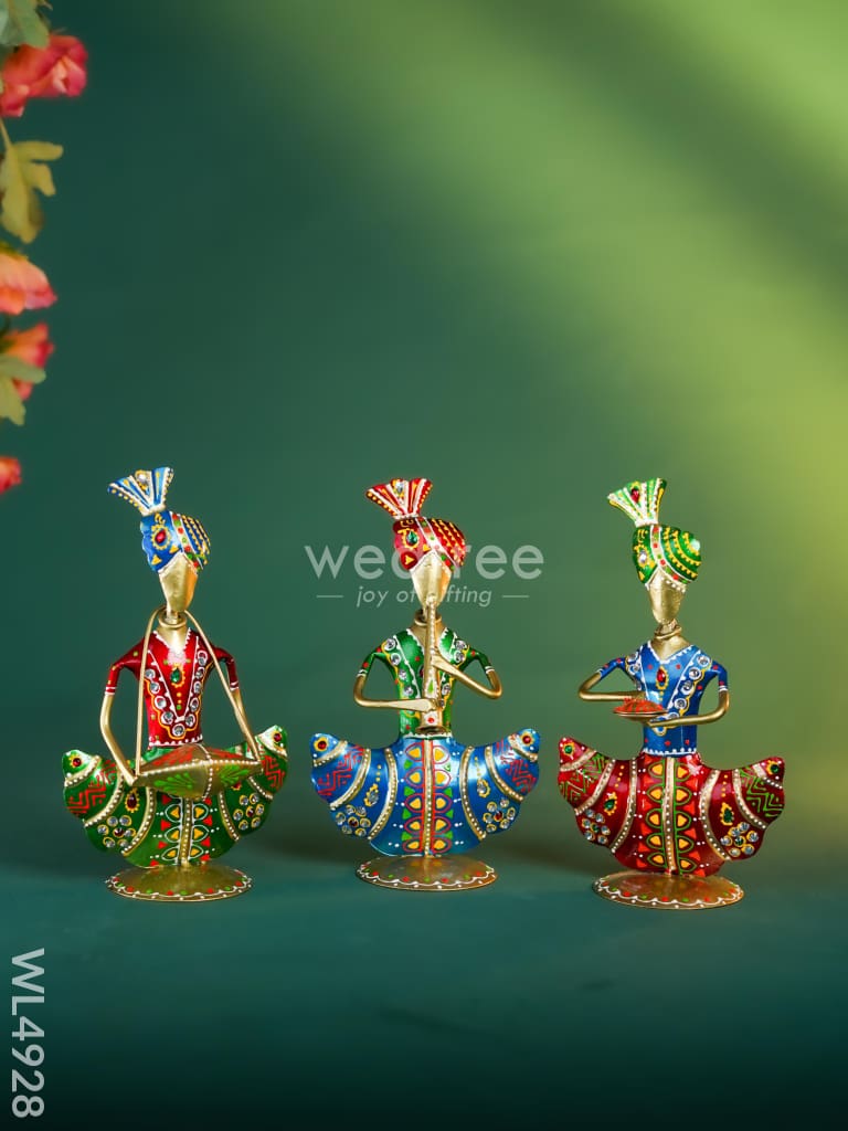 Metal Hand Painted Musicians - Turban Men - Set of 3 - WL4928