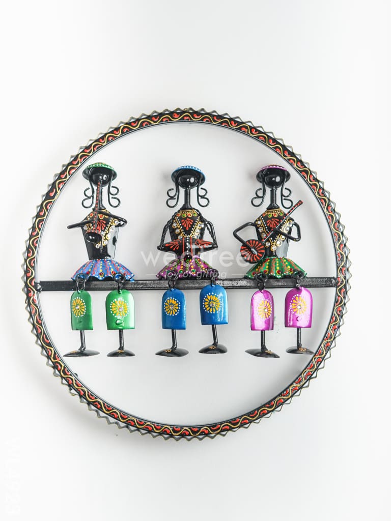 Metal Hand Painted Rajasthani Musicians Wall Hanging - WL4923