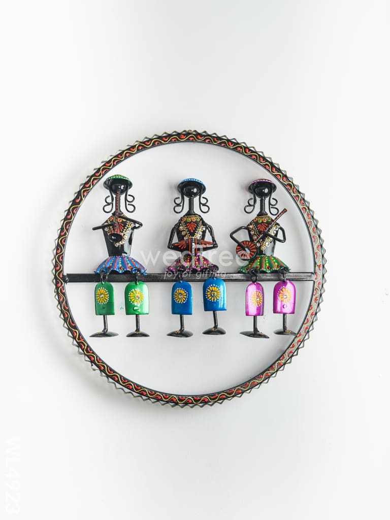 Metal Hand Painted Rajasthani Musicians Wall Hanging - WL4923