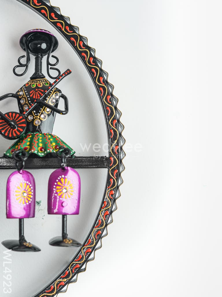 Metal Hand Painted Rajasthani Musicians Wall Hanging - WL4923