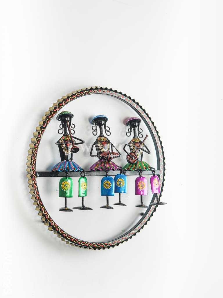 Metal Hand Painted Rajasthani Musicians Wall Hanging - WL4923