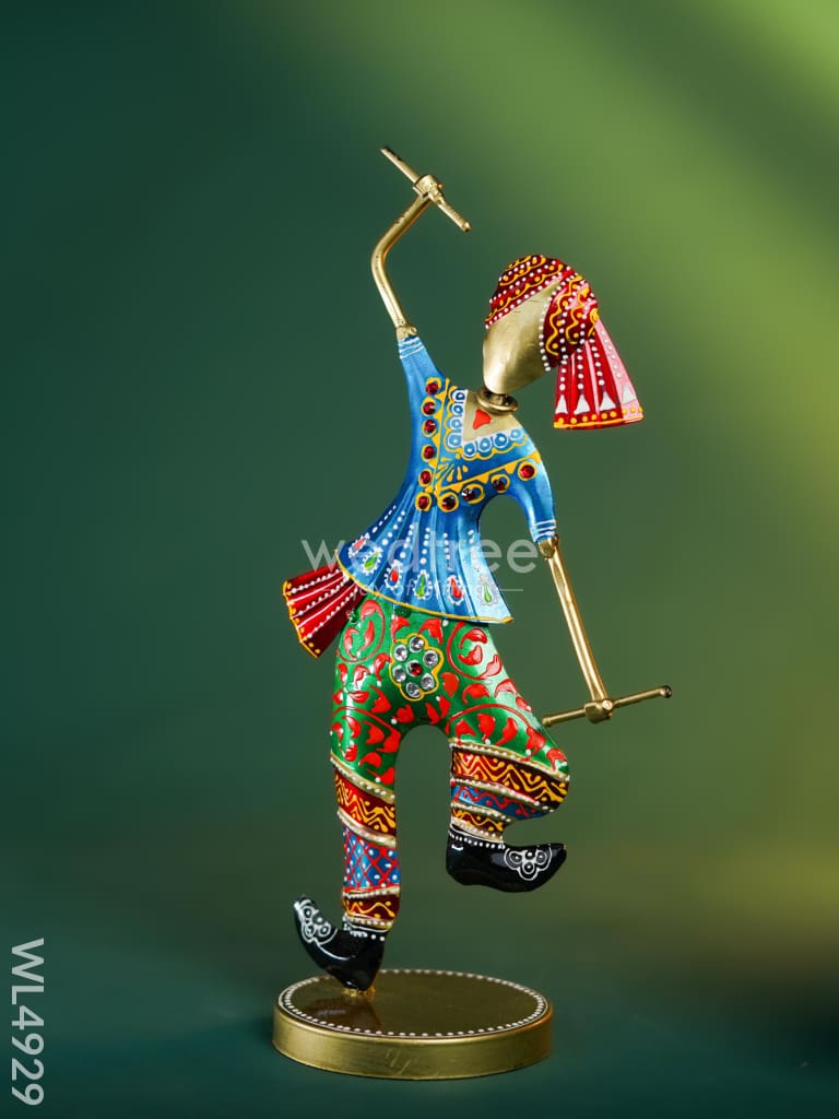 Metal Handpainted Dancing Rajasthani - Set of 2 - WL4929 Metal Decor Showpiece