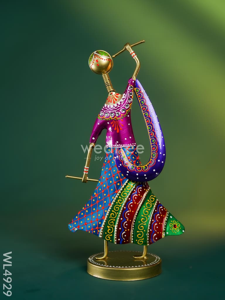 Metal Handpainted Dancing Rajasthani - Set of 2 - WL4929 Metal Decor Showpiece