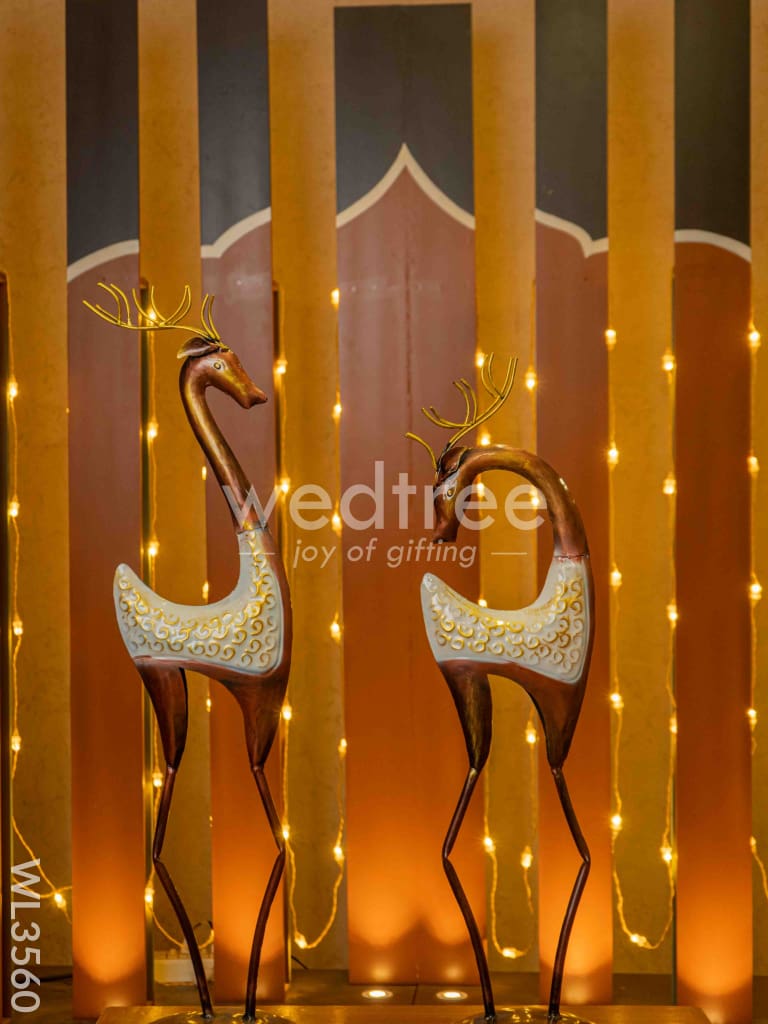 Metal Handpainted Deer Candle Holder - Set of 2 - WL3560