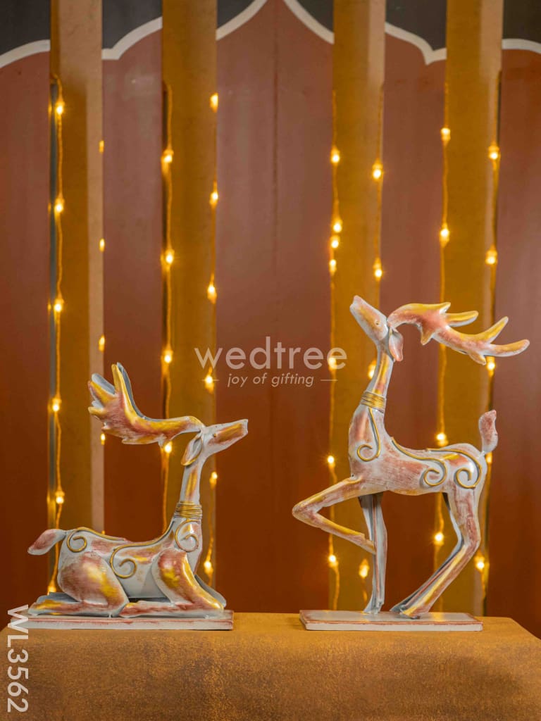 Metal Handpainted Deer - Set of 2 - WL3562