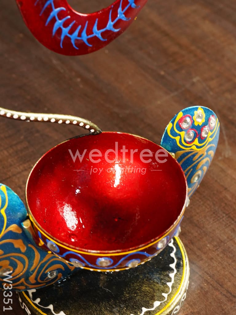 Metal Handpainted Ganesha T Light Holder - W3351