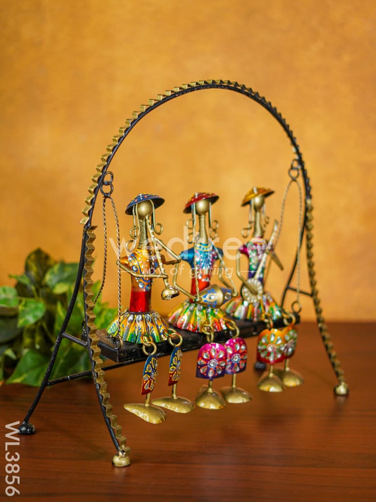 Metal Handpainted Musicians on Swing - WL3856
