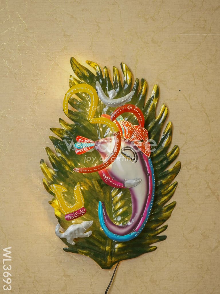 Metal Handpainted Om Ganesha Wall Hanging - WL3693