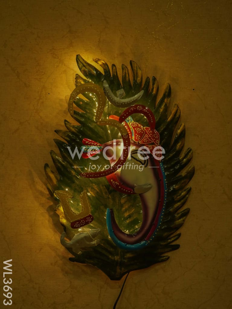 Metal Handpainted Om Ganesha Wall Hanging - WL3693