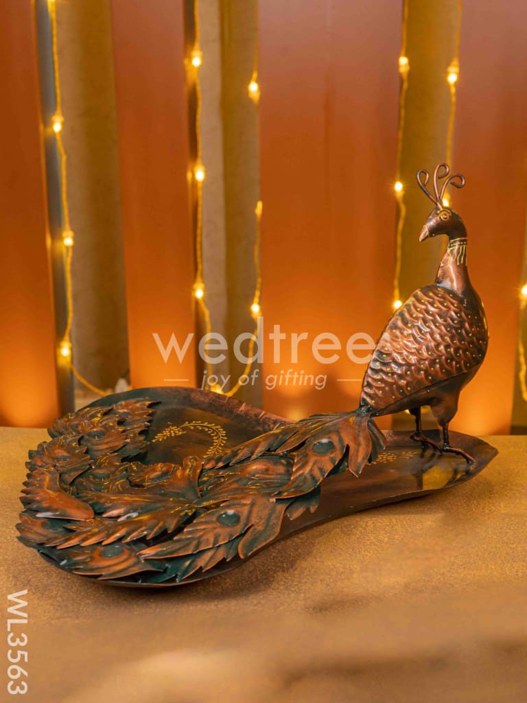 Metal Handpainted Peacock Tray - WL3563