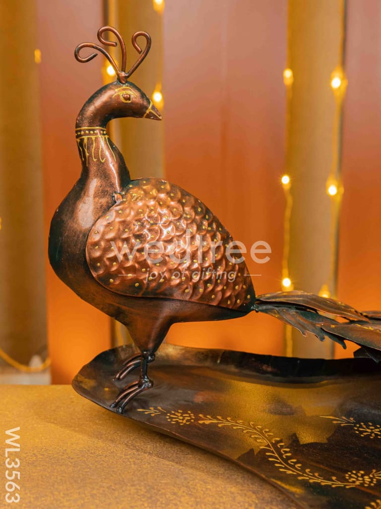 Metal Handpainted Peacock Tray - WL3563