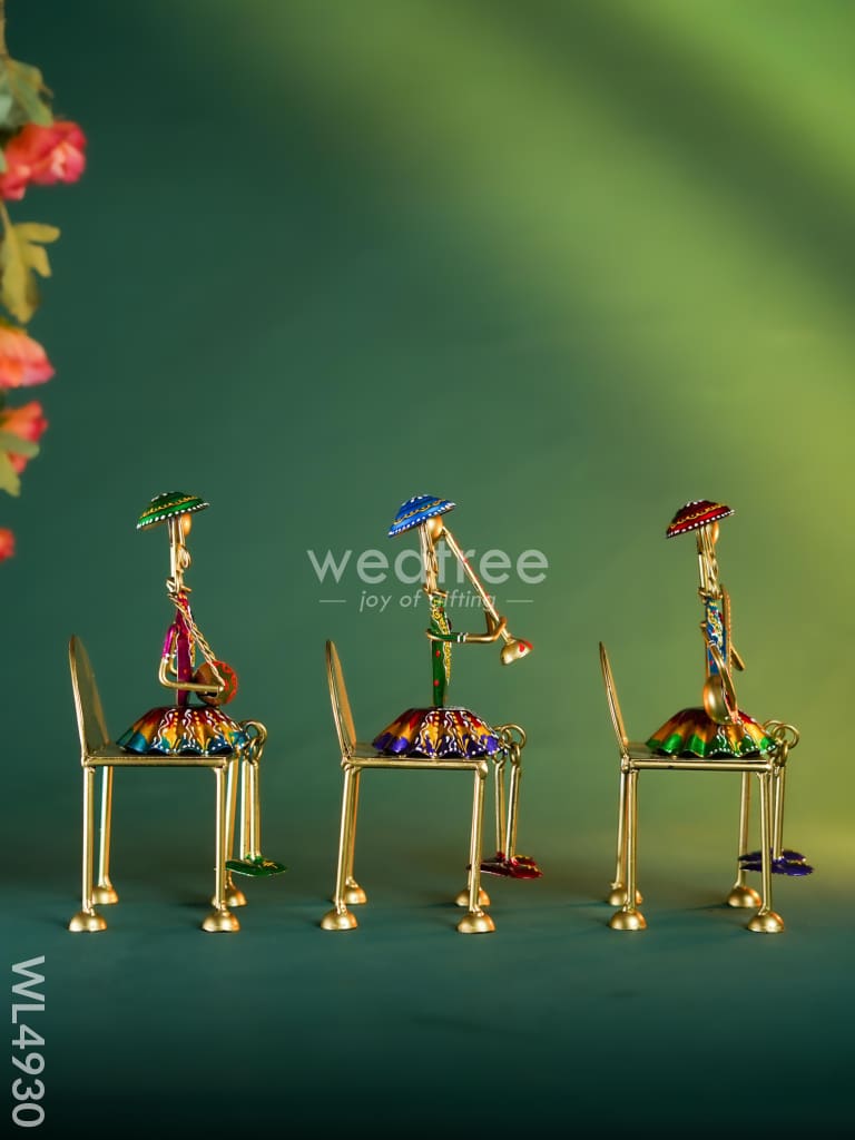 Metal Handpainted Rajasthani Decor - Set of 3 - WL4930