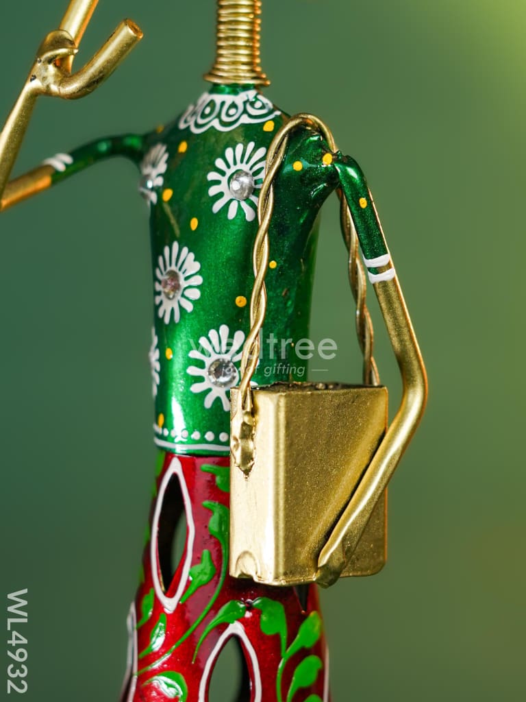 Metal Handpainted Rajasthani with Umbrella - Set of 3 - WL4932 Metal Decor Showpiece