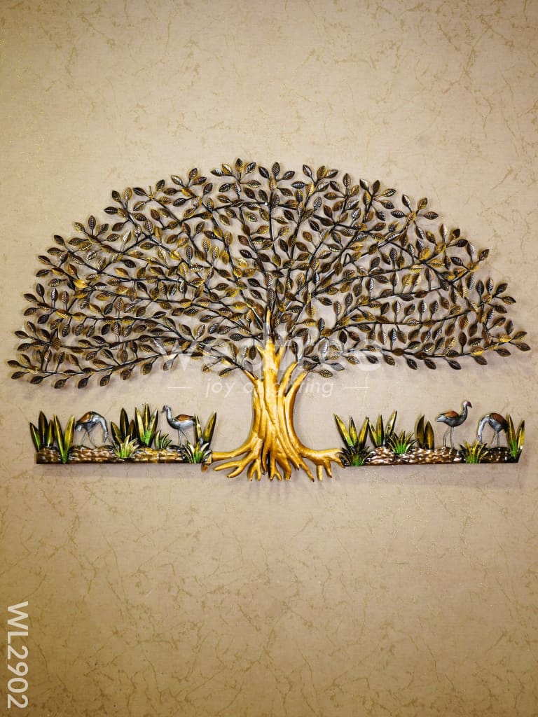 Metal Handpainted Tree with Cranes - WL2902