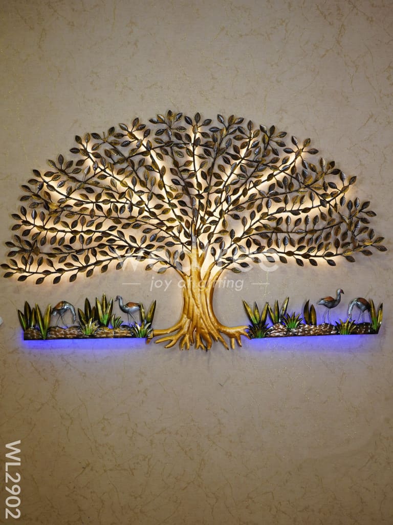 Metal Handpainted Tree with Cranes - WL2902
