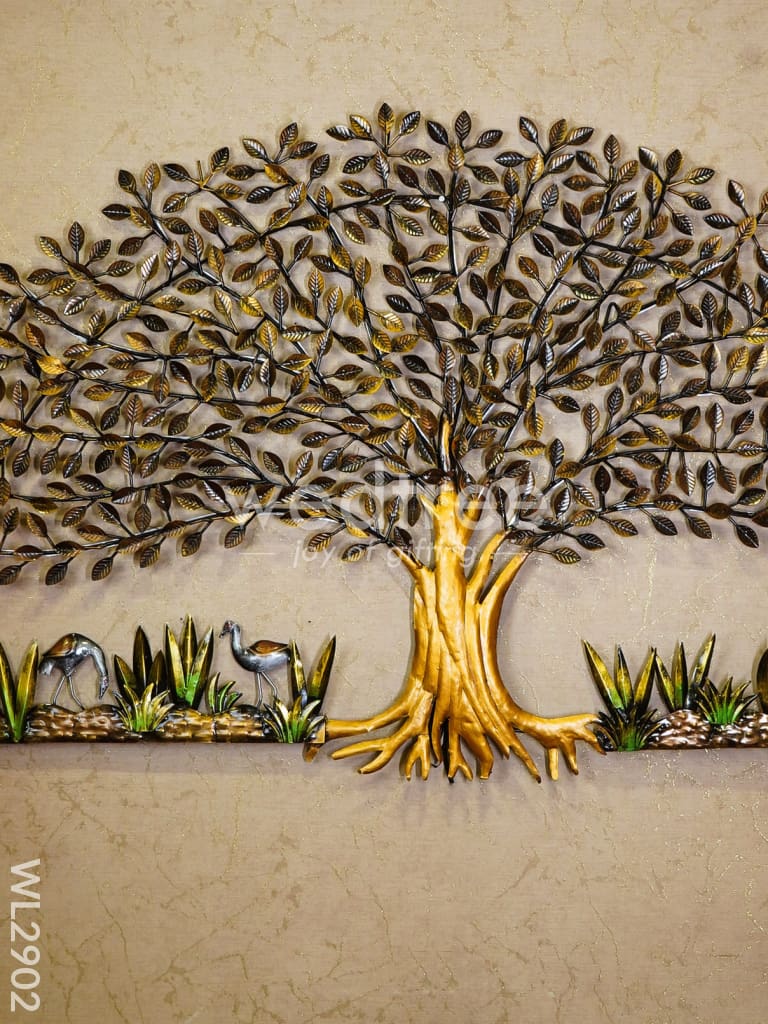 Metal Handpainted Tree with Cranes - WL2902
