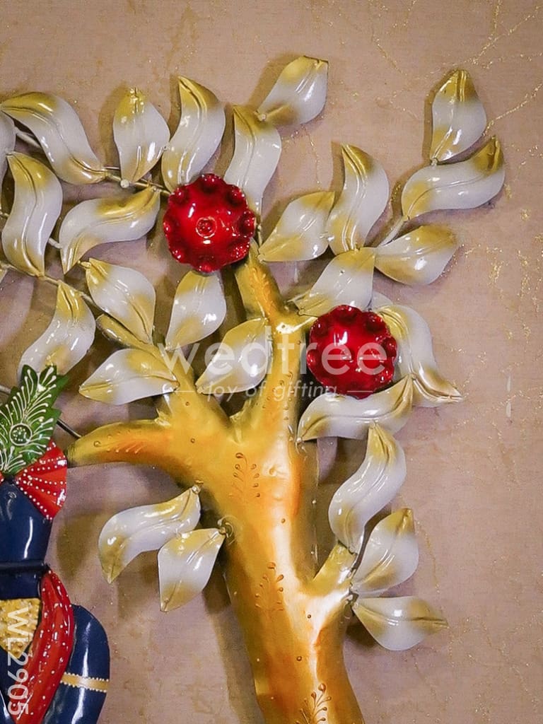 Metal Krishna with Flute & Tree - WL2905