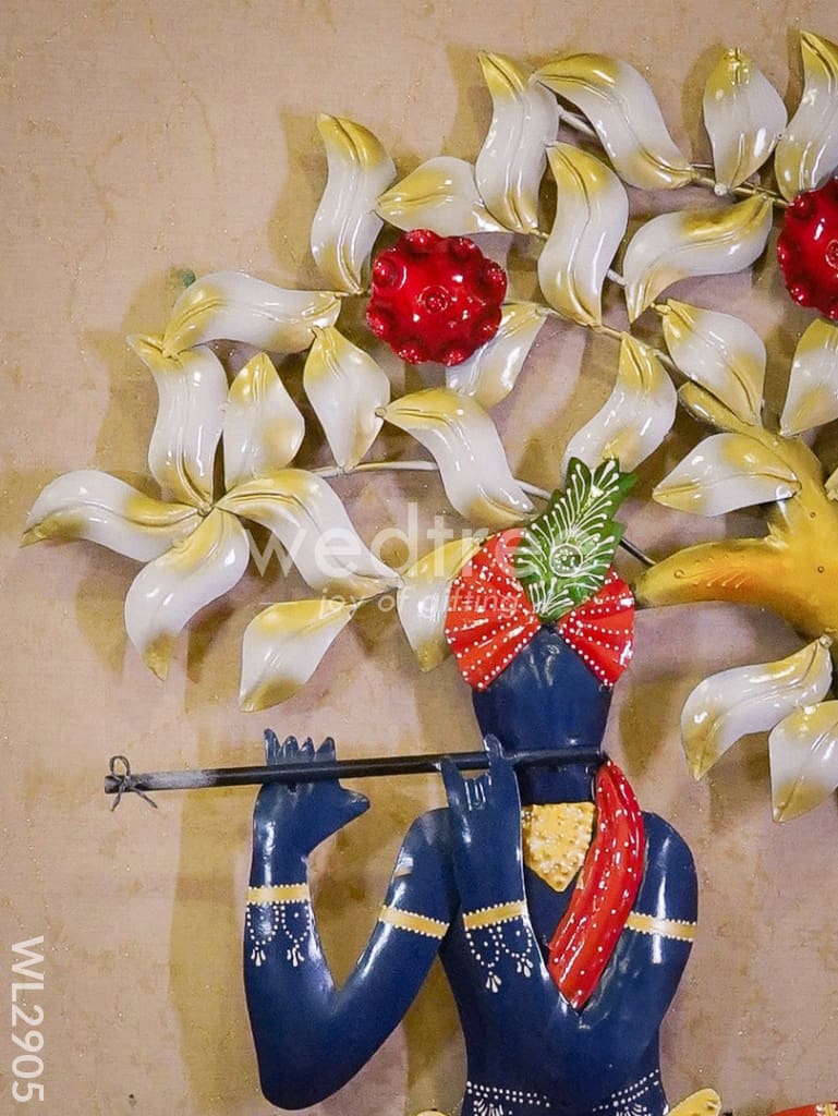 Metal Krishna with Flute & Tree - WL2905