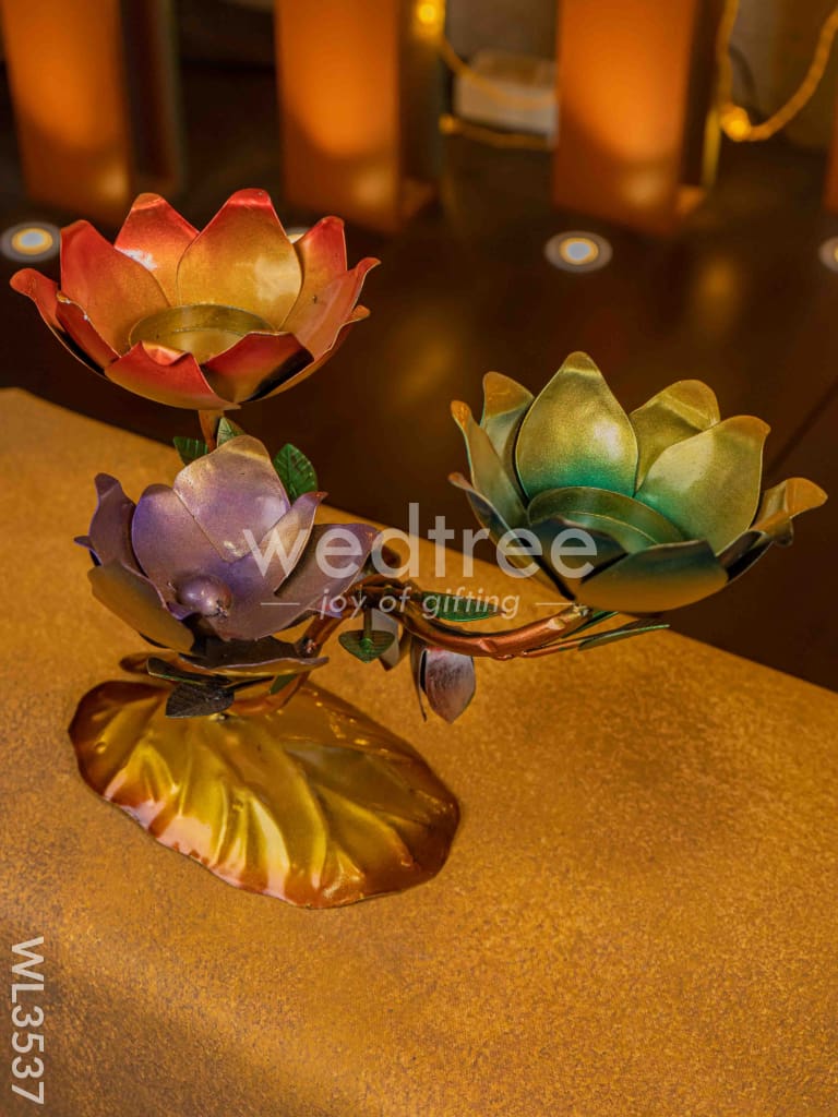Metal Lotus Candle Holder - WL3537