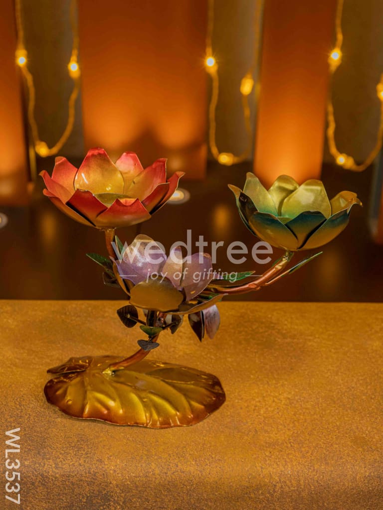 Metal Lotus Candle Holder - WL3537