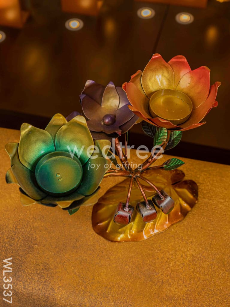 Metal Lotus Candle Holder - WL3537