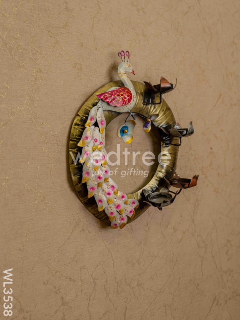 Metal Peacock Hanging T Light Holder - WL3538