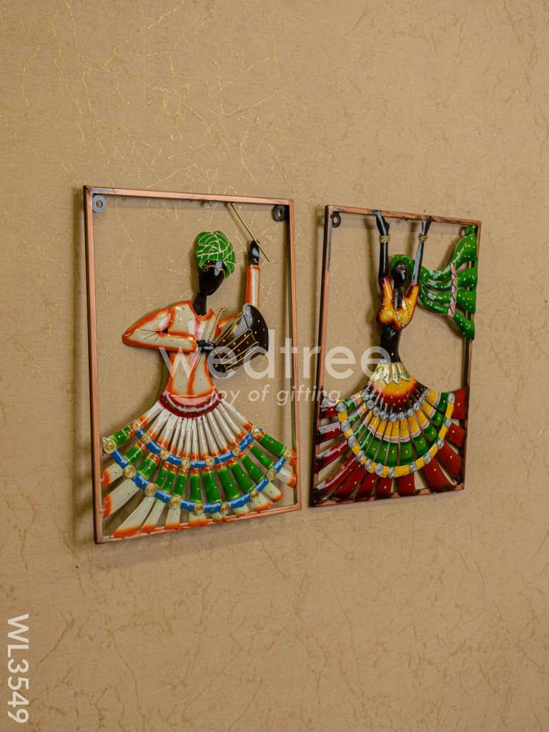 Metal Rajasthani Dancing Doll Frame - Set of 2 - WL3549