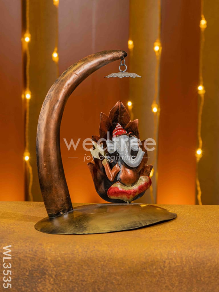 Metal Sitting Ganesha Showpiece - WL3535