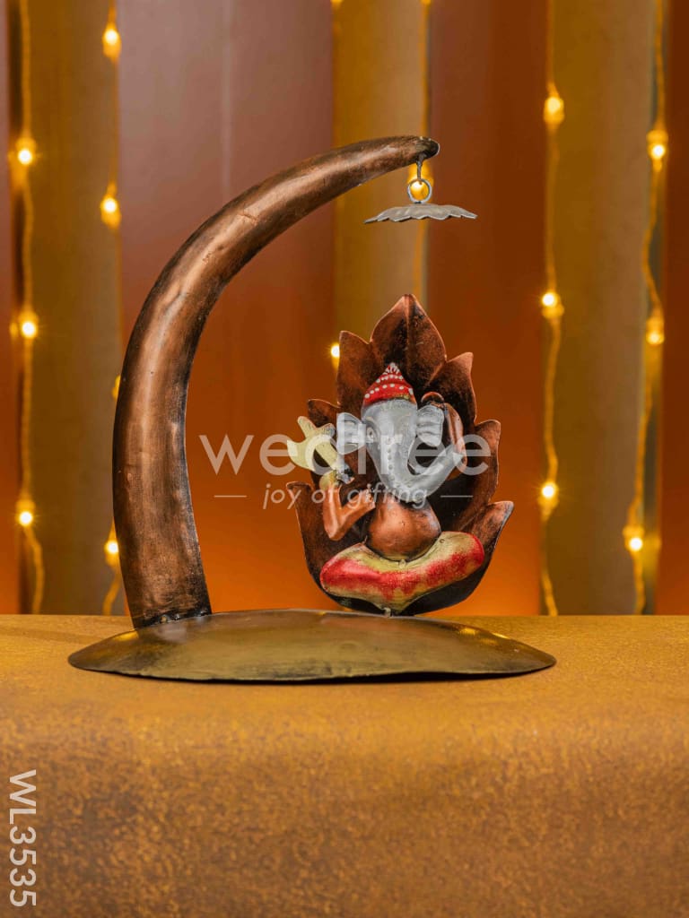 Metal Sitting Ganesha Showpiece - WL3535