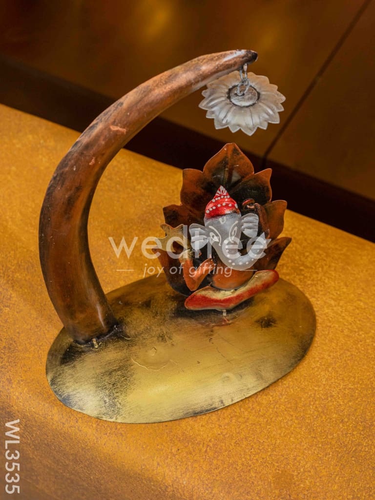 Metal Sitting Ganesha Showpiece - WL3535