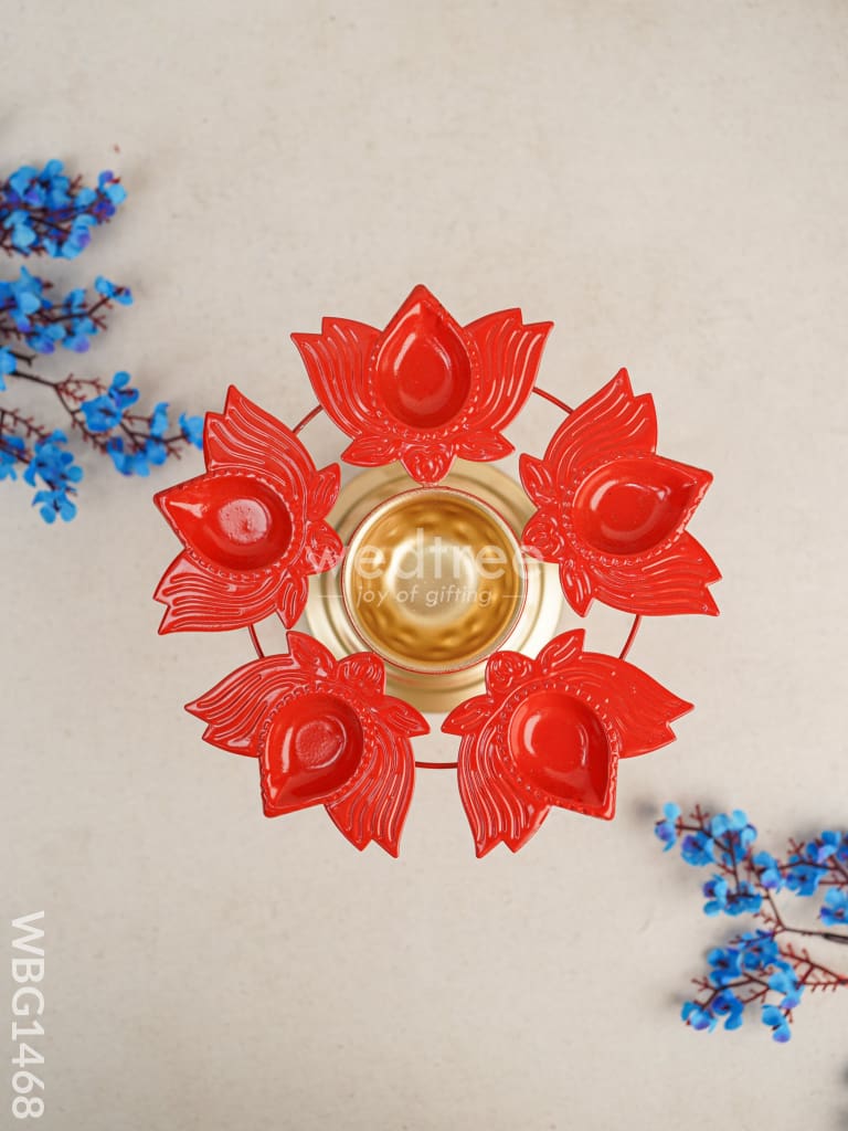 Metal Urli with Lotus Diya - WBG1468